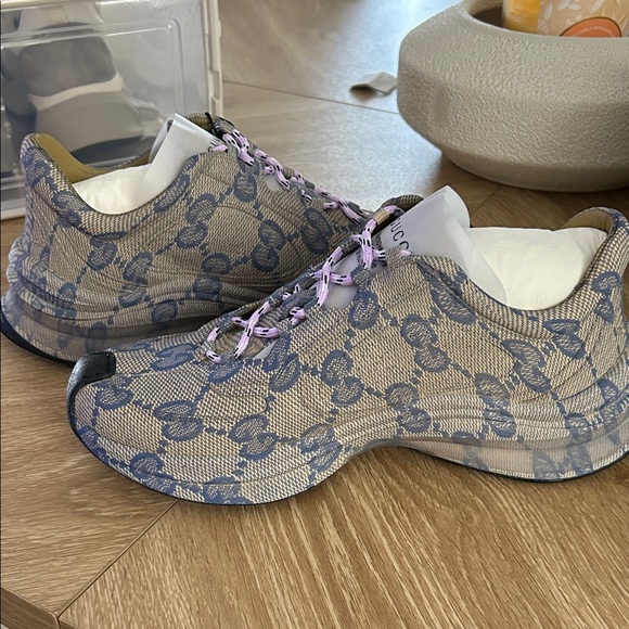Gucci GG Women's Running Sneakers in Blue and Beige - Picture 1 of 5